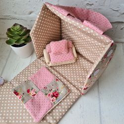 Best gift for kids - fabric dollhouse kit. Gift for little girl. Birthday gift for 3, 4, 5 year old girl