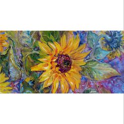 Oil painting " Sunflowers " Solar painting Art design Flowers Impressionism Impasto