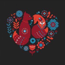 Heart cross stitch pattern PDF, Foxes cross stitch, Cross stitch sampler, Modern embroidery