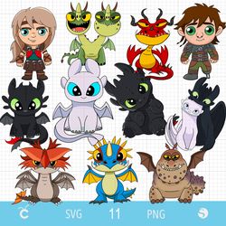 layered svg clipart how to train your dragon, toothless svg, light fury, meatlug, stormfly, baby dragons svg