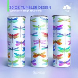 20oz Skinny Tumbler Sublimation Designs Dragonfly PNG File Digital Download