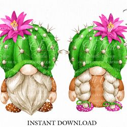 gnome cactus clipart, digital clipart png, cute characters