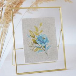 Vintage blue flower cross stitch pattern