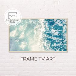 samsung frame tv art | beach coastal blue water seascape for the frame tv | wave digital art frame tv