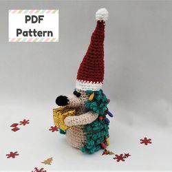 Christmas tree hedgehog crochet pattern, Crochet hedgehog pattern, Hedgehog amigurumi pattern, Christmas crochet pattern