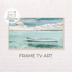 samsung frame tv art | 4k beach coastal landscape with boat for the frame tv | wave digital art frame tv