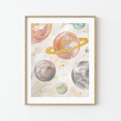 Planet Print Solar System Print, Boho Print, Space Poster, Outer Space Art, Boho Decor, Playroom Wall Decor Space Nurser