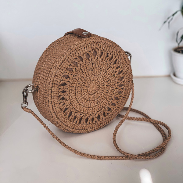 Brown-round-bag-woven