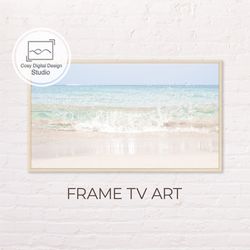 samsung frame tv art | 4k beach coastal landscape in pastel colors for the frame tv | wave digital art frame tv