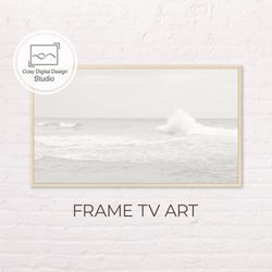 Samsung Frame TV Art | Beach Coastal Landscape in White Colors for The Frame TV | 4k Wave Digital Art Frame Tv
