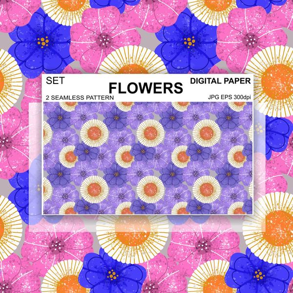 Seamless-pattern-flowers-petunia-daisies