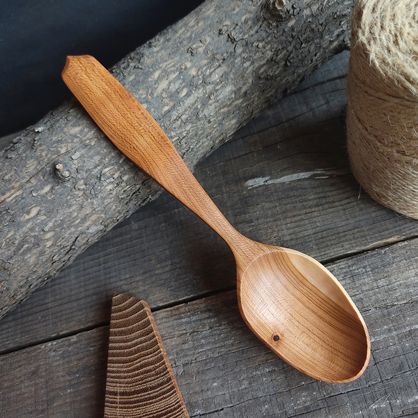 Handmade wooden spoon from natural apricot wood - 02