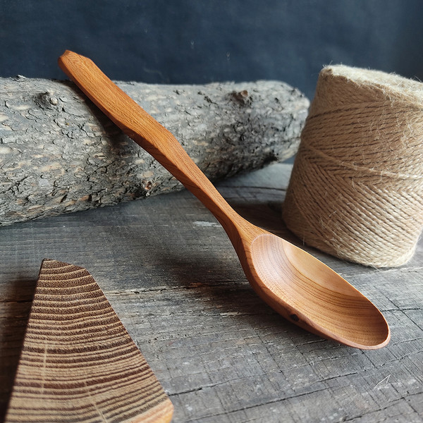 Handmade wooden spoon from natural apricot wood - 04