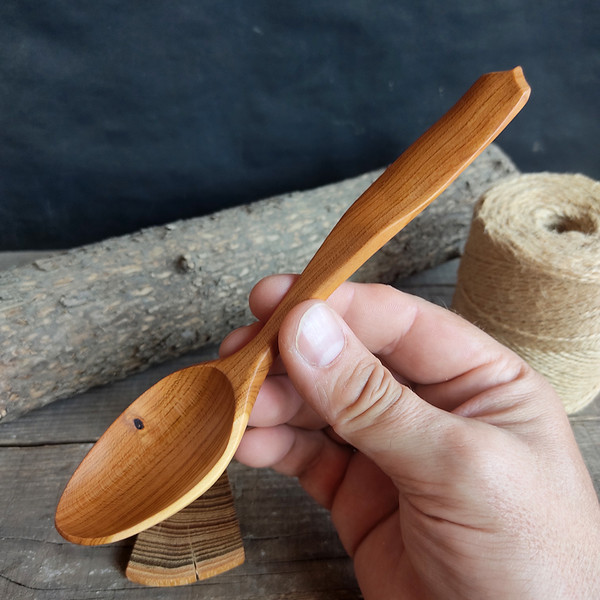 Handmade wooden spoon from natural apricot wood - 01