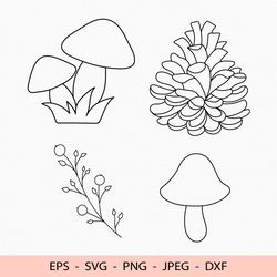 Fall Svg Plant Dxf Mushroom Cone File for Cricut Autumn Set Silhouette