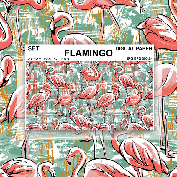 Seamless-pattern-flamingo-pattern-drawing-tight