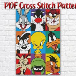 Looney Tunes Cross Stitch Pattern / Looney Tunes Cross Stitch Chart / Cartoon Counted Cross Stitch Instant PDF Pattern