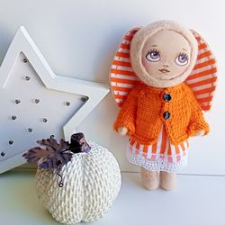 Bunny Collectible doll/Cute needle felted bunny figurine/Autumn Bunny Gift/OOAK rabbit doll/Nursery Decor/Birthdays Gift
