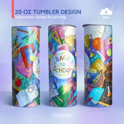 Back to school 20 oz Skinny Tumbler Sublimation Design, PNG Digital Download