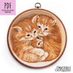 Cat cross stitch pattern PDF , cute red kitties cross stitch pattern , cute ginger cats cross stitch pattern