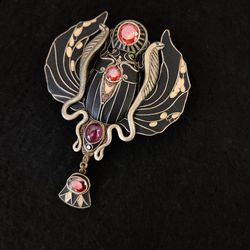 Egiptian Scarab brooch, Scarab Beetle, Egyptian Jewelry, Insect brooch, Scarab pin