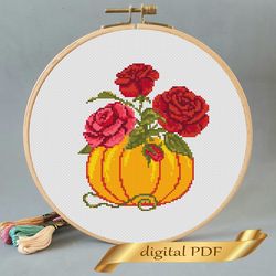 cross stitch halloween pumpkin  pattern pdf easy embroidery