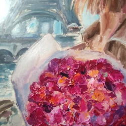 paris painting impressionism original art oip artwork impasto