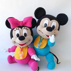 Digital Download - PDF. Crochet pattern babies Mickey and Minnie mouse. DIY amigurumi toy tutorial