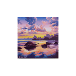 Sunset in Oregon Original Oil Art On Cardboard