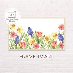 Samsung Frame TV Art | Watercolor Flowers Spring Composition Art For The Frame TV | Digita l Art Frame Tv