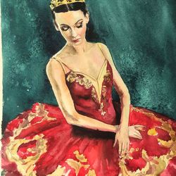 Ballerina Painting Original Ballet Art Oil Dance Artwork by Olivkan