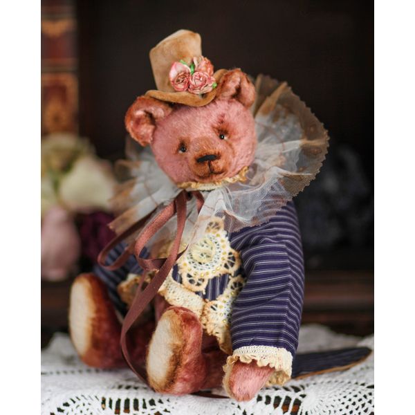 3 Handmade - Artist-Collectible-Teddy-Bear-OOAK-Vintage Victorian Style toy OOAK Artist Teddy-Bear-Vintage-Victorian-Style-Collectible-Stuffed-Antique.jpg