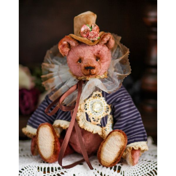 IMG_2358 Handmade - Artist-Collectible-Teddy-Bear-OOAK-Vintage Victorian Style toy OOAK Artist Teddy-Bear-Vintage-Victorian-Style-Collectible-Stuffed-Antique.jp