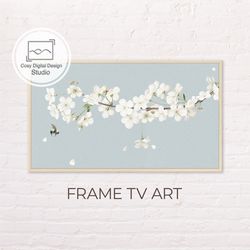 Samsung Frame TV Art | 4k Spring White Flowers Bloom Art For The Frame TV | Digital Art Frame Tv | Floral Paintings