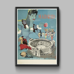 Spain Madrid vintage travel poster, digital download