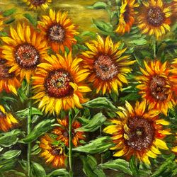 Sunflowers Painting Floral Original Art 16 by 20 inch