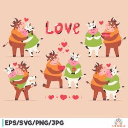 Clipart Bull Cow in Love