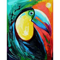 Toucan Painting Tropical Bird Original Art Parrot Artwork Costa Rica Wall Art 14 by 11 inch ARTbyAnnaSt