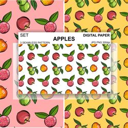 Apple Digital Paper, Apple Seamless Pattern, Apple Backgrounds, Apple themed papers, Apple printable Paper
