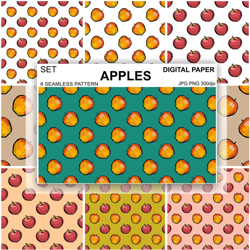 Seamless-Pattern-Apples-Wallpaper-Set