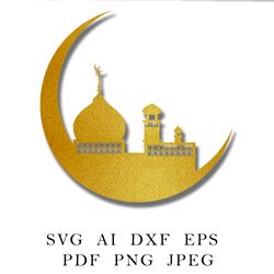 muslim crescent with mosque