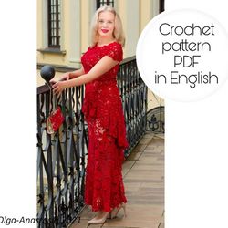 Red suit Irish lace crochet pattern , crochet pattern , crochet pattern flower , tiny crochet flower , irish crochet