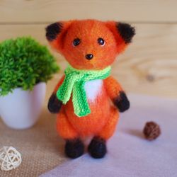 Crochet fox red forest animal toy. Cute fox stuffed animal handmade toy.
