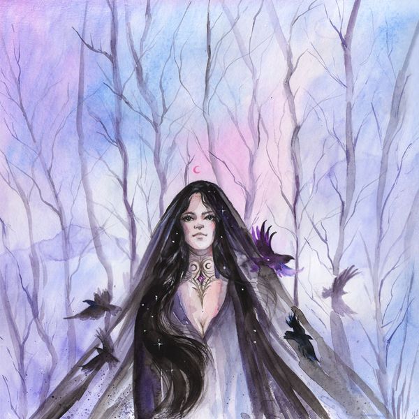 Nyx Painting Dark Goddess Original Art Witch watercolor-night-goddess-artwork-gothic-wall-art-2.jpg