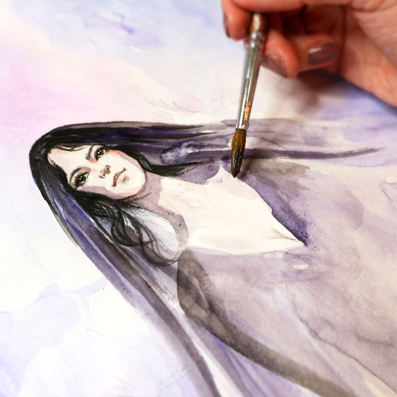 Nyx Painting Dark Goddess Original Art Witch watercolor-night-goddess-artwork-gothic-wall-art-67.jpg