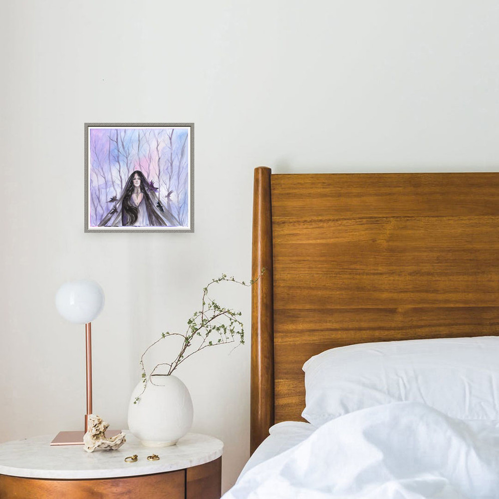 Nyx Painting Dark Goddess Original Art Witch watercolor-night-goddess-artwork-gothic-wall-art-7880.jpg