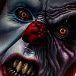 Original oil painting pennywise, in 1990, Horror portrait