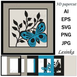 festive 3d postcard for crafting - butterfly, cut out of svg paper, multi-layer format