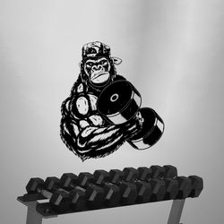 Bodybuilder Gym Fitness Crossfit Coach Sport Muscles Ferocious Gorilla Wall Sticker Vinyl Decal Mural Art Decor