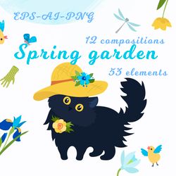 spring garden clipart set
